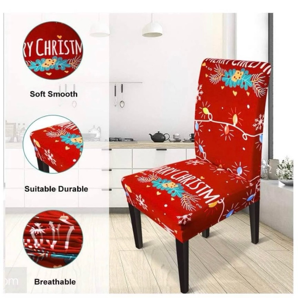 NEW (NIP) 4 piece Set Festive Red Christmas Chair Covers (LAST one)